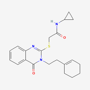 molecular formula C21H25N3O2S B7477557 2-[3-[2-(cyclohexen-1-yl)ethyl]-4-oxoquinazolin-2-yl]sulfanyl-N-cyclopropylacetamide 
