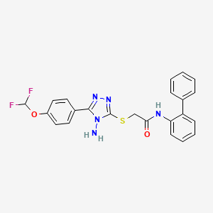 molecular formula C23H19F2N5O2S B7477565 2-[[4-amino-5-[4-(difluoromethoxy)phenyl]-1,2,4-triazol-3-yl]sulfanyl]-N-(2-phenylphenyl)acetamide 