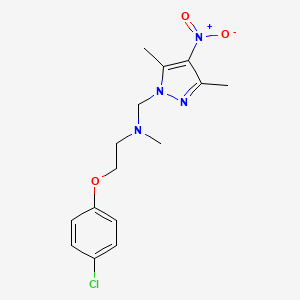 molecular formula C15H19ClN4O3 B7477571 2-(4-chlorophenoxy)-N-[(3,5-dimethyl-4-nitropyrazol-1-yl)methyl]-N-methylethanamine 