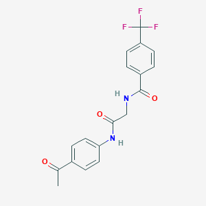 molecular formula C18H15F3N2O3 B7477608 N-[2-(4-acetylanilino)-2-oxoethyl]-4-(trifluoromethyl)benzamide 