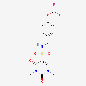 molecular formula C14H15F2N3O5S B7477623 N-[[4-(difluoromethoxy)phenyl]methyl]-1,3-dimethyl-2,4-dioxopyrimidine-5-sulfonamide 