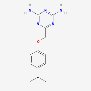 molecular formula C13H17N5O B7477667 6-[(4-Propan-2-ylphenoxy)methyl]-1,3,5-triazine-2,4-diamine 