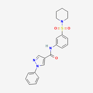 molecular formula C21H22N4O3S B7477712 1-phenyl-N-(3-piperidin-1-ylsulfonylphenyl)pyrazole-4-carboxamide 