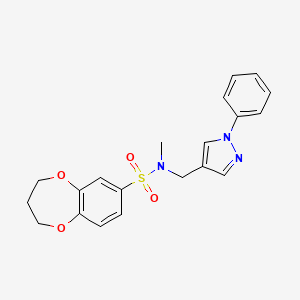 molecular formula C20H21N3O4S B7477739 N-methyl-N-[(1-phenylpyrazol-4-yl)methyl]-3,4-dihydro-2H-1,5-benzodioxepine-7-sulfonamide 