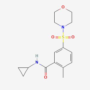 molecular formula C15H20N2O4S B7477757 N-cyclopropyl-2-methyl-5-morpholin-4-ylsulfonylbenzamide 
