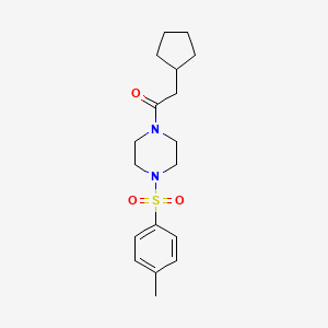 molecular formula C18H26N2O3S B7477778 2-Cyclopentyl-1-[4-(4-methylphenyl)sulfonylpiperazin-1-yl]ethanone 