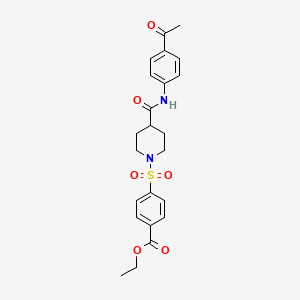 molecular formula C23H26N2O6S B7477785 Ethyl 4-[4-[(4-acetylphenyl)carbamoyl]piperidin-1-yl]sulfonylbenzoate 