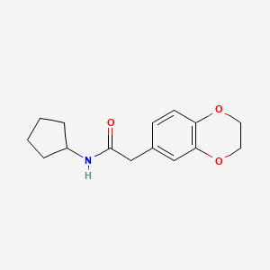 molecular formula C15H19NO3 B7477792 N-cyclopentyl-2-(2,3-dihydro-1,4-benzodioxin-6-yl)acetamide 