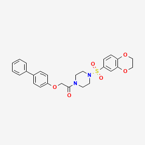 molecular formula C26H26N2O6S B7477803 1-[4-(2,3-Dihydro-1,4-benzodioxin-6-ylsulfonyl)piperazin-1-yl]-2-(4-phenylphenoxy)ethanone 