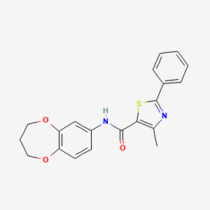molecular formula C20H18N2O3S B7477830 N-(3,4-dihydro-2H-1,5-benzodioxepin-7-yl)-4-methyl-2-phenyl-1,3-thiazole-5-carboxamide 