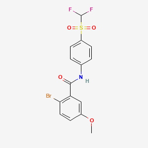 molecular formula C15H12BrF2NO4S B7477868 2-bromo-N-[4-(difluoromethylsulfonyl)phenyl]-5-methoxybenzamide 