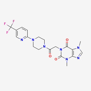 molecular formula C19H20F3N7O3 B7477875 3,7-Dimethyl-1-[2-oxo-2-[4-[5-(trifluoromethyl)pyridin-2-yl]piperazin-1-yl]ethyl]purine-2,6-dione 