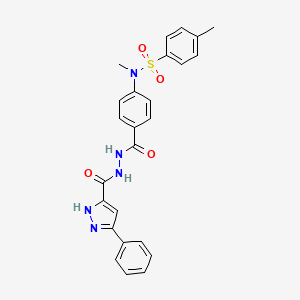 molecular formula C25H23N5O4S B7477881 N,4-dimethyl-N-[4-[[(3-phenyl-1H-pyrazole-5-carbonyl)amino]carbamoyl]phenyl]benzenesulfonamide 