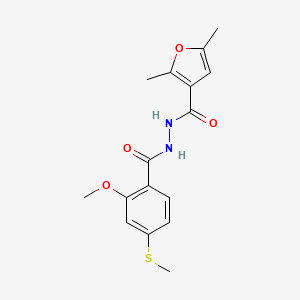 molecular formula C16H18N2O4S B7477899 N'-(2-methoxy-4-methylsulfanylbenzoyl)-2,5-dimethylfuran-3-carbohydrazide 