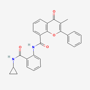 molecular formula C27H22N2O4 B7477913 N-[2-(cyclopropylcarbamoyl)phenyl]-3-methyl-4-oxo-2-phenylchromene-8-carboxamide 