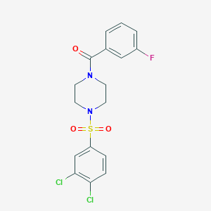 molecular formula C17H15Cl2FN2O3S B7477941 [4-(3,4-Dichlorophenyl)sulfonylpiperazin-1-yl]-(3-fluorophenyl)methanone 