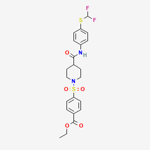 molecular formula C22H24F2N2O5S2 B7477954 Ethyl 4-[4-[[4-(difluoromethylsulfanyl)phenyl]carbamoyl]piperidin-1-yl]sulfonylbenzoate 