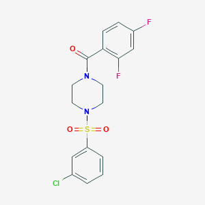molecular formula C17H15ClF2N2O3S B7477973 [4-(3-Chlorophenyl)sulfonylpiperazin-1-yl]-(2,4-difluorophenyl)methanone 