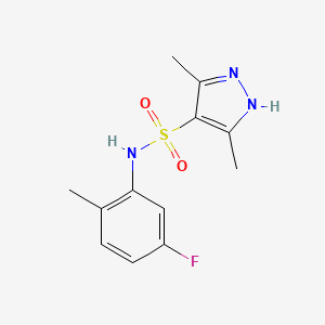 molecular formula C12H14FN3O2S B7478012 N-(5-fluoro-2-methylphenyl)-3,5-dimethyl-1H-pyrazole-4-sulfonamide 