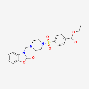 molecular formula C21H23N3O6S B7478111 Ethyl 4-[4-[(2-oxo-1,3-benzoxazol-3-yl)methyl]piperazin-1-yl]sulfonylbenzoate 