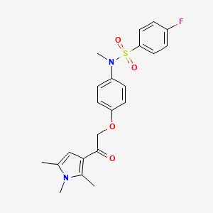 molecular formula C22H23FN2O4S B7478136 4-fluoro-N-methyl-N-[4-[2-oxo-2-(1,2,5-trimethylpyrrol-3-yl)ethoxy]phenyl]benzenesulfonamide 