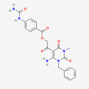 molecular formula C22H21N5O6 B7478209 [2-(6-Amino-1-benzyl-3-methyl-2,4-dioxopyrimidin-5-yl)-2-oxoethyl] 4-(carbamoylamino)benzoate 