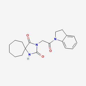 molecular formula C19H23N3O3 B7478248 3-[2-(2,3-Dihydroindol-1-yl)-2-oxoethyl]-1,3-diazaspiro[4.6]undecane-2,4-dione 