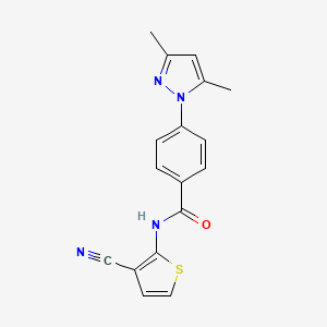 molecular formula C17H14N4OS B7478323 N-(3-cyanothiophen-2-yl)-4-(3,5-dimethylpyrazol-1-yl)benzamide 