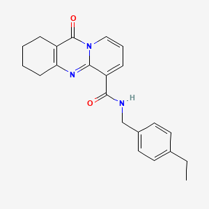 molecular formula C22H23N3O2 B7478346 N-(4-ethylbenzyl)-11-oxo-2,3,4,11-tetrahydro-1H-pyrido[2,1-b]quinazoline-6-carboxamide 