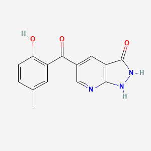 molecular formula C14H11N3O3 B7478353 5-(2-Hydroxy-5-methylbenzoyl)-1,2-dihydropyrazolo[3,4-b]pyridin-3-one 