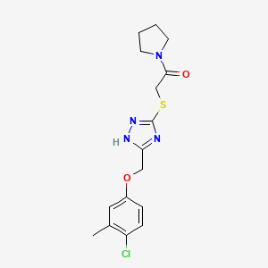 molecular formula C16H19ClN4O2S B7478374 2-[[5-[(4-chloro-3-methylphenoxy)methyl]-1H-1,2,4-triazol-3-yl]sulfanyl]-1-pyrrolidin-1-ylethanone 