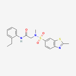 molecular formula C19H21N3O3S2 B7478421 N~1~-(2-ethylphenyl)-N~2~-methyl-N~2~-[(2-methyl-1,3-benzothiazol-6-yl)sulfonyl]glycinamide 