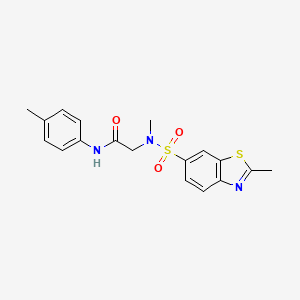 molecular formula C18H19N3O3S2 B7478442 N~2~-methyl-N~2~-[(2-methyl-1,3-benzothiazol-6-yl)sulfonyl]-N~1~-(4-methylphenyl)glycinamide 