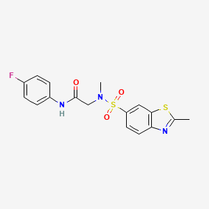 molecular formula C17H16FN3O3S2 B7478444 N~1~-(4-fluorophenyl)-N~2~-methyl-N~2~-[(2-methyl-1,3-benzothiazol-6-yl)sulfonyl]glycinamide 