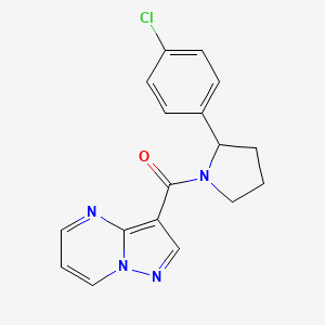 molecular formula C17H15ClN4O B7478472 3-{[2-(4-Chlorophenyl)pyrrolidin-1-yl]carbonyl}pyrazolo[1,5-a]pyrimidine 