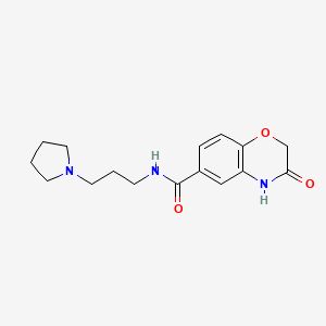 molecular formula C16H21N3O3 B7478495 3-oxo-N-(3-pyrrolidin-1-ylpropyl)-4H-1,4-benzoxazine-6-carboxamide 