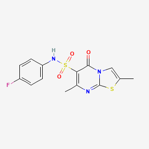 molecular formula C14H12FN3O3S2 B7478561 N-(4-fluorophenyl)-2,7-dimethyl-5-oxo-5H-[1,3]thiazolo[3,2-a]pyrimidine-6-sulfonamide 