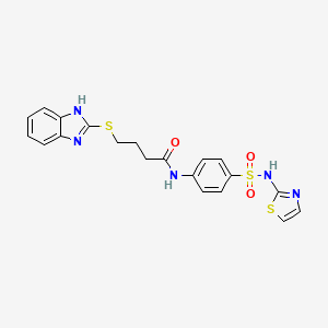 molecular formula C20H19N5O3S3 B7478566 4-(1H-benzimidazol-2-ylsulfanyl)-N-[4-(1,3-thiazol-2-ylsulfamoyl)phenyl]butanamide 
