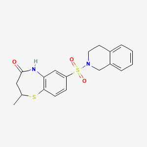 molecular formula C19H20N2O3S2 B7478577 7-(3,4-dihydroisoquinolin-2(1H)-ylsulfonyl)-2-methyl-2,3-dihydro-1,5-benzothiazepin-4(5H)-one 