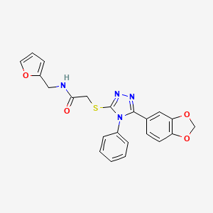 2-[[5-(1,3-benzodioxol-5-yl)-4-phenyl-1,2,4-triazol-3-yl]sulfanyl]-N-(furan-2-ylmethyl)acetamide
