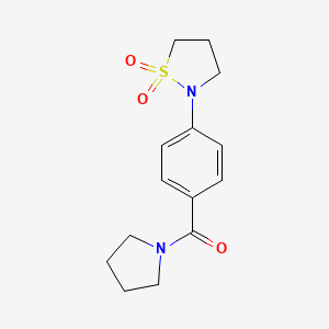 molecular formula C14H18N2O3S B7478602 2-[4-(1-pyrrolidinylcarbonyl)phenyl]tetrahydro-1H-1lambda-isothiazole-1,1-dione 