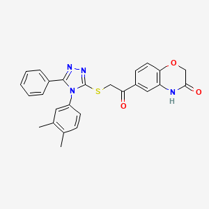 molecular formula C26H22N4O3S B7478614 6-[2-[[4-(3,4-dimethylphenyl)-5-phenyl-1,2,4-triazol-3-yl]sulfanyl]acetyl]-4H-1,4-benzoxazin-3-one 