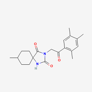 molecular formula C20H26N2O3 B7478640 8-Methyl-3-[2-oxo-2-(2,4,5-trimethylphenyl)ethyl]-1,3-diazaspiro[4.5]decane-2,4-dione 