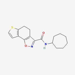 molecular formula C17H20N2O2S B7478645 N-cycloheptyl-4,5-dihydrothieno[2,3-g][1,2]benzisoxazole-3-carboxamide 