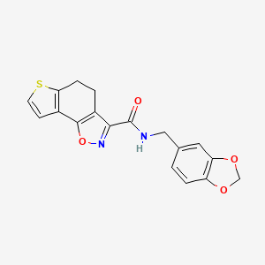 molecular formula C18H14N2O4S B7478682 N-(1,3-benzodioxol-5-ylmethyl)-4,5-dihydrothieno[2,3-g][1,2]benzisoxazole-3-carboxamide 