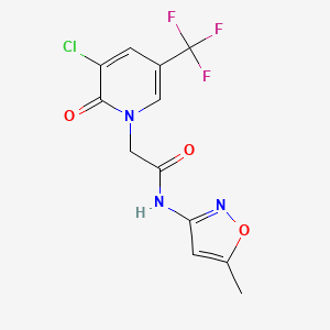 molecular formula C12H9ClF3N3O3 B7478686 2-[3-chloro-2-oxo-5-(trifluoromethyl)pyridin-1-yl]-N-(5-methyl-1,2-oxazol-3-yl)acetamide 