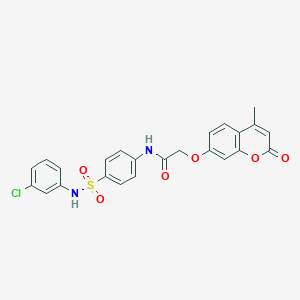 molecular formula C24H19ClN2O6S B7478774 N-[4-[(3-chlorophenyl)sulfamoyl]phenyl]-2-(4-methyl-2-oxochromen-7-yl)oxyacetamide 