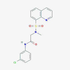 molecular formula C18H16ClN3O3S B7478782 N~1~-(3-chlorophenyl)-N~2~-methyl-N~2~-(quinolin-8-ylsulfonyl)glycinamide 
