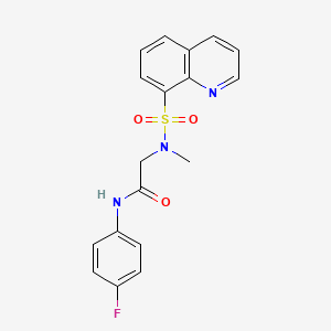 molecular formula C18H16FN3O3S B7478789 N-(4-fluorophenyl)-2-[methyl(8-quinolylsulfonyl)amino]acetamide 