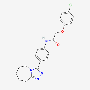 molecular formula C21H21ClN4O2 B7478853 2-(4-chlorophenoxy)-N-[4-(6,7,8,9-tetrahydro-5H-[1,2,4]triazolo[4,3-a]azepin-3-yl)phenyl]acetamide 